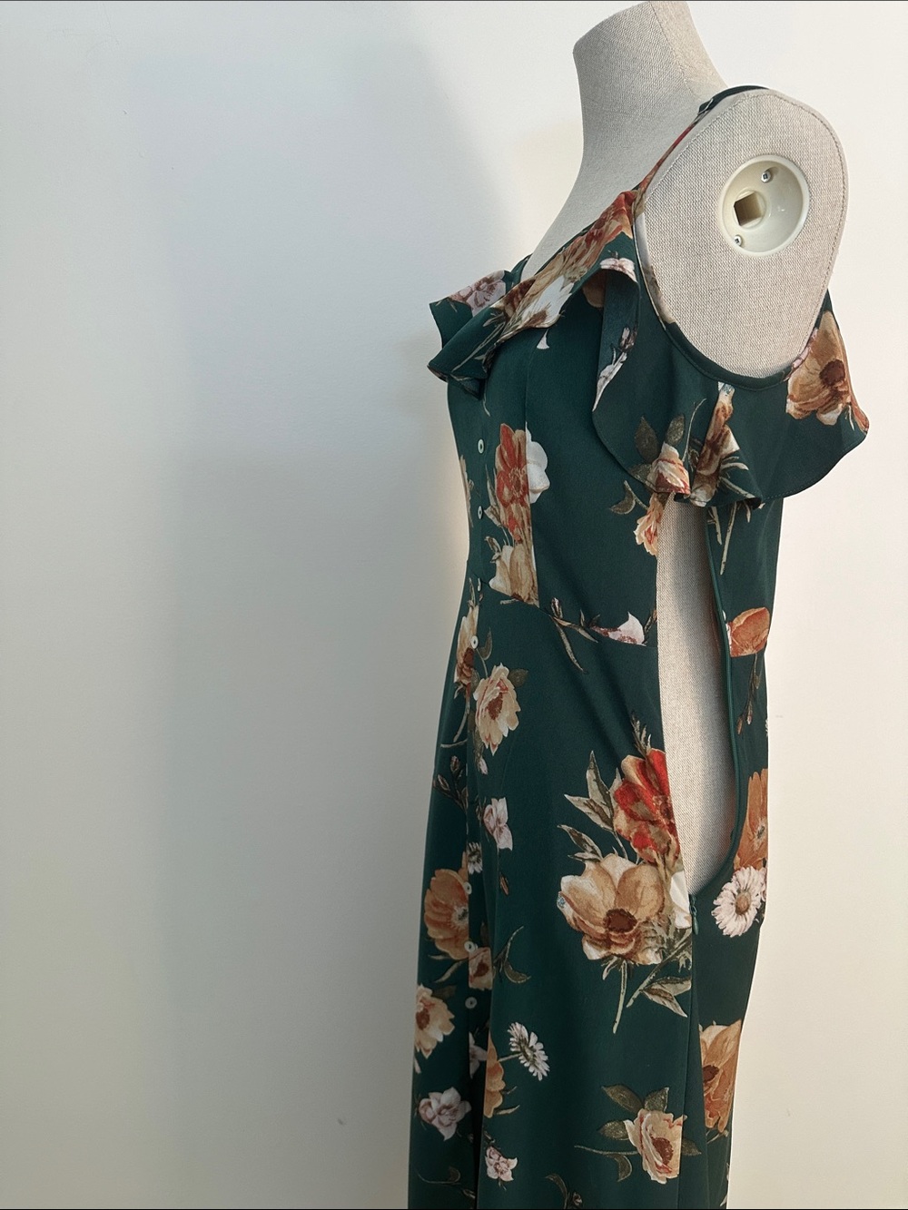 Altar'd State Emerald Green Floral Ruffle Maxi Dress - Picture 5 of 13